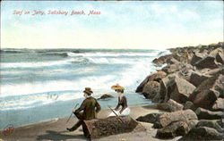 Surf On Jetty Postcard