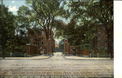 Cambridge Street Gate, Harvard College Thayer Hall Postcard