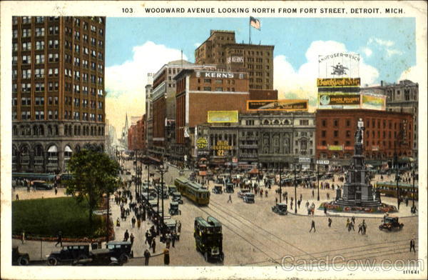 Woodward Avenue, North From Fort Street Detroit Michigan