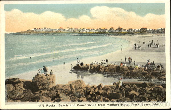 1473 Rocks Beach And Concordville From Young's Hotel York Beach Maine