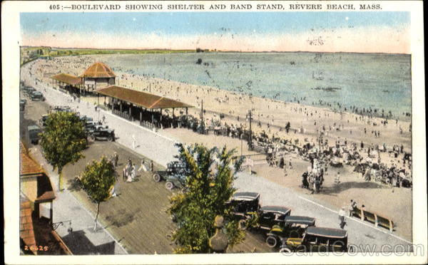 Boulevard Showing Shelter And Band Stand Revere Beach Massachusetts