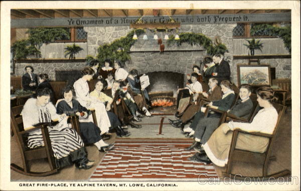 Great Fire-Place Ye Alpine Tavern Mount Lowe California