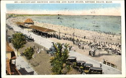 Boulevard Showing Shelter And Band Stand Revere Beach, MA Postcard Postcard