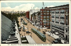 Boylston Street Showing Entrance To Subway Postcard