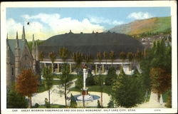 Great Mormon Tabernacle And Sea Gull Monument Postcard