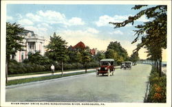 River Front Drive Along Susquehanna River Postcard