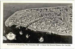 Reproduction of oil painting "New Amsterdam 1660", Federal Hall Memorial Museum Postcard