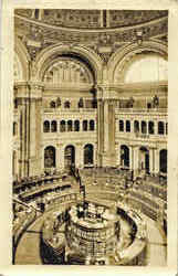 Main Reading Room, Library of Congress Postcard