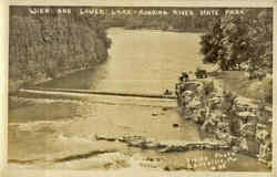 Wier and Lower Lake, Roaring River State Park Postcard