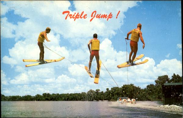 Triple Jump Waterskiing Surfing and Waterskiing
