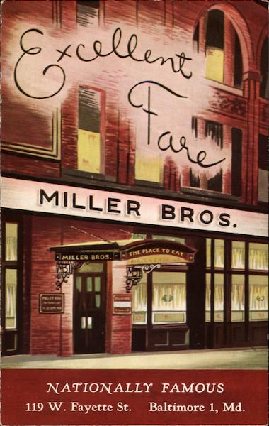 Miller Bros, 119 W Fayette Street Baltimore Maryland