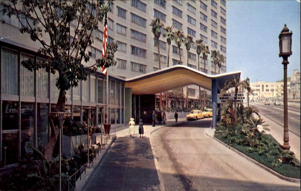 Entrance Statler Hotel, Wilshire Blvd Los Angeles California