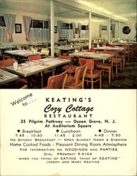 Keating's Cozy Cottage Restaurant, 35 Pilgrim Pathway Ocean Grove, NJ Postcard Postcard