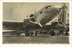 TWA Douglas Luxury Airliner, Grand Central Air Terminal Postcard