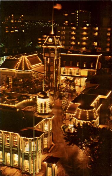 Night Scene, King's Alley Waikiki Hawaii