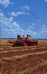 Combining A Field Of Grain Lebanon, KS Postcard Postcard