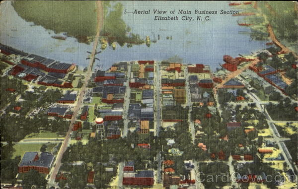 Aerial View Of Main Business Section Elizabeth City North Carolina