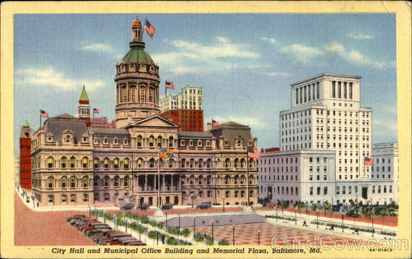 City Hall And Municipal Office Building And Memorial Plaza Baltimore Maryland