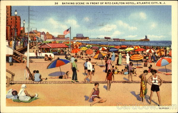 Bathing Scene In Front Of Ritz Carlton Hotel Atlantic City New Jersey