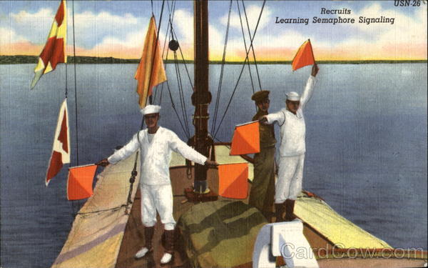 Recruits Learning Semaphore Signaling Navy