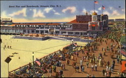 Steel Pier And Boardwalk Postcard