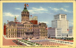 City Hall And Municipal Office Building And Memorial Plaza Postcard