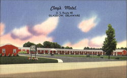 Clay's Motel, U. S. Route 40 Glasgow, DE Postcard Postcard