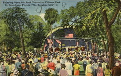 Enjoying Open Air Band Concert In Williams Park Postcard