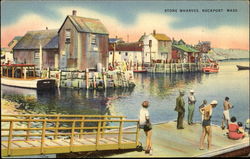 Stone Wharves Rockport, MA Postcard Postcard