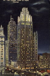 The Tribune Tower By Night Postcard