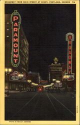 Broadway From Main Street At Night Postcard