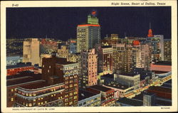 Night Scene Heart Of Dallas Postcard