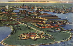 Aerial View Of Harbor Postcard