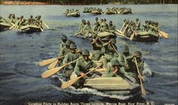 Landing Party In Rubber Boats, Camp Leieune Postcard