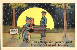 Oh Chaplain You're Just The Man I Want To See! Comic Postcard Postcard