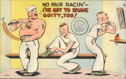 No Fair Racin I've Got To Shave Goity Too! Comic Postcard Postcard