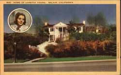 Home Of Loretta Young Bel Air, CA Postcard Postcard