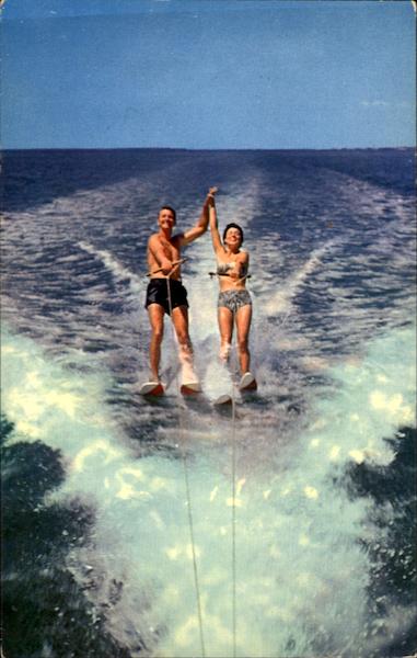 Couple Waterskiing Massachusetts Surfing and Waterskiing
