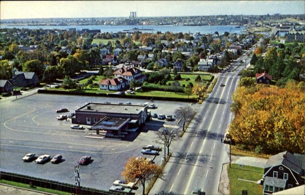 Aerial View Of The National Bank Of Fairhaven, Route 6 Massachusetts