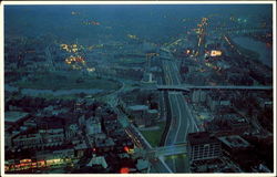 Looking West At Night From Prudential Tower Postcard