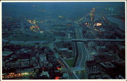 Looking West At Night From Prudential Tower Boston, MA Postcard Postcard