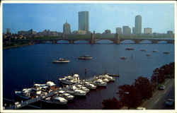 New Boston Skyline Longfellow Bridge Postcard