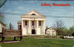 Sudbury Town Hall And Village Stocks Massachusetts Postcard Postcard