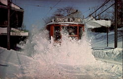 MBTA Snow Plow In Action Blizzard of 1978 Boston, MA Trolleys & Streetcars Postcard Postcard