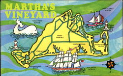 Map Of Martha's Vineyard Island Postcard