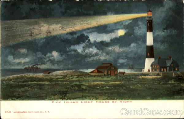 Fire Island Light House By Night New York