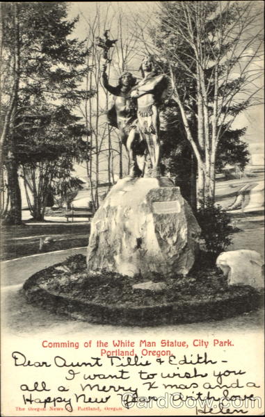 Coming Of The White Man Statue, City Park Portland Oregon