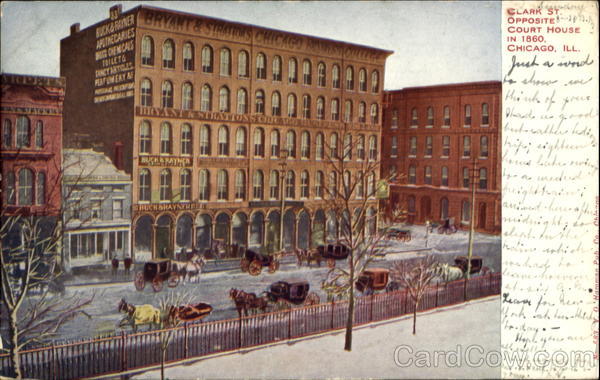 Clark St. Opposite Court House In 1860 Chicago Illinois