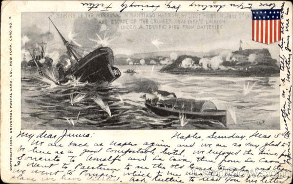 Sinking Of The Merrimac In Santiago Harbor Military