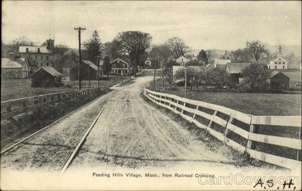 Feeding Hills Village From Railroad Crossing Massachusetts